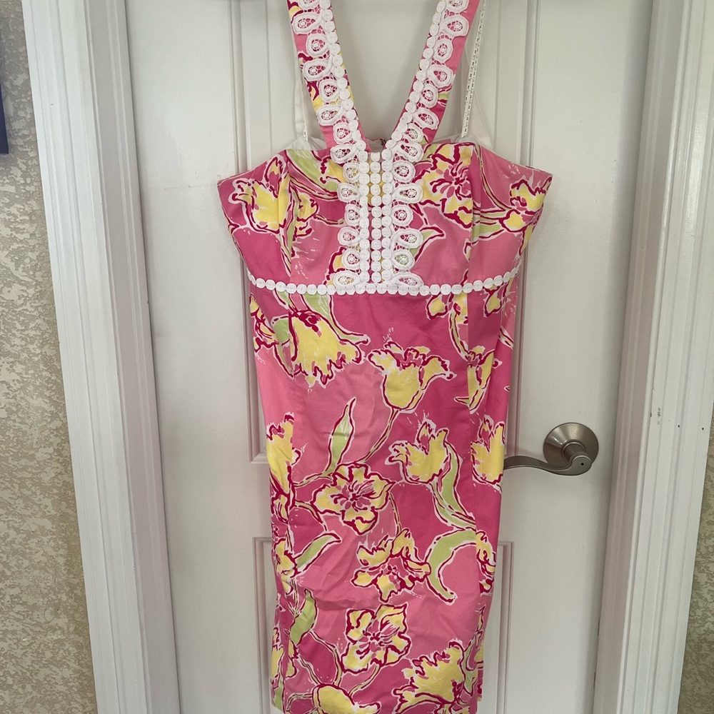 Lilly Pulitzer Isabel Hottie Pink Day Halter Floral Dress - Picture 2 of 8